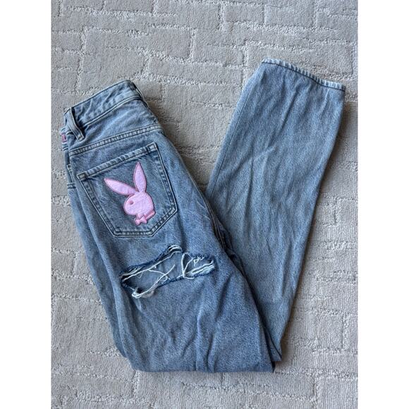 PacSun X Playboy 90s Boyfriend Jeans 25 x 28 Back Slash Light Wash - Picture 1 of 12